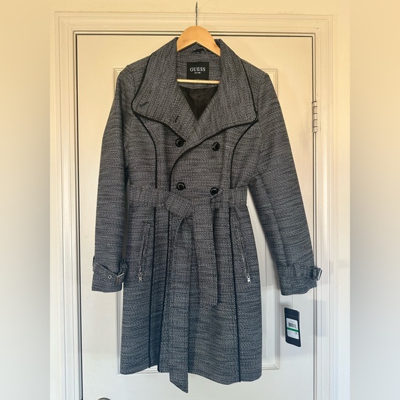 Guess Jackets & Blazers - GUESS Women's Black Gray Double-Breasted Coat Water Resistant Large